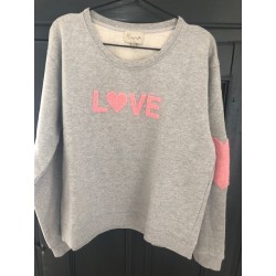 Rosas Love Sweatshirt Grå Med Lyserød 
